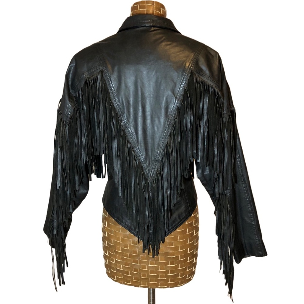 Vintage 70’s Cropped Leather Fringed Jacket - Picture 4 of 17